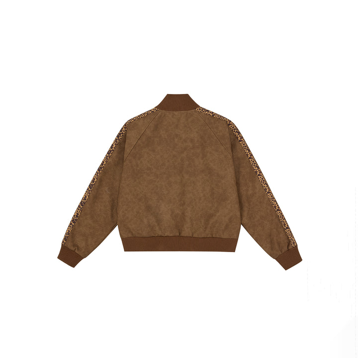 (AFGK) "Leopard Webbing Suede Track Jacket"