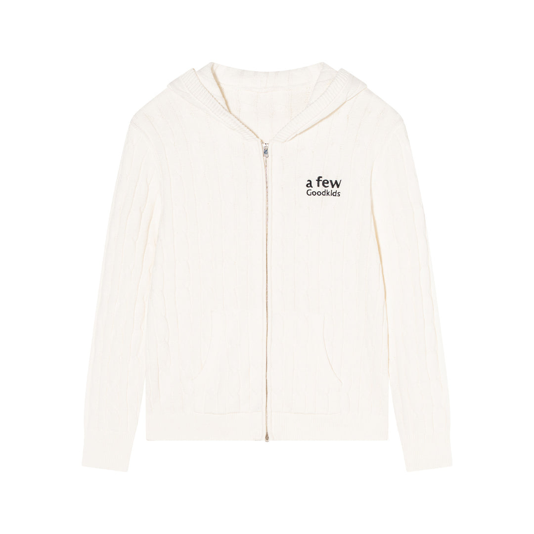 (AFGK) "Cable-Knit Hooded Cardigan"