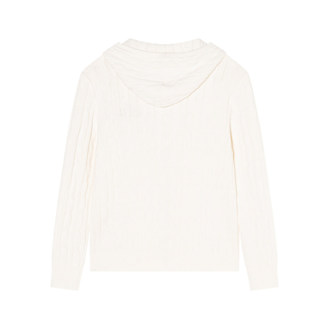 (AFGK) "Cable-Knit Hooded Cardigan"