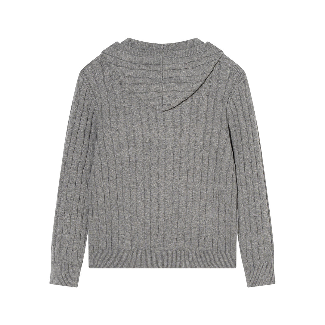 (AFGK) "Cable-Knit Hooded Cardigan"