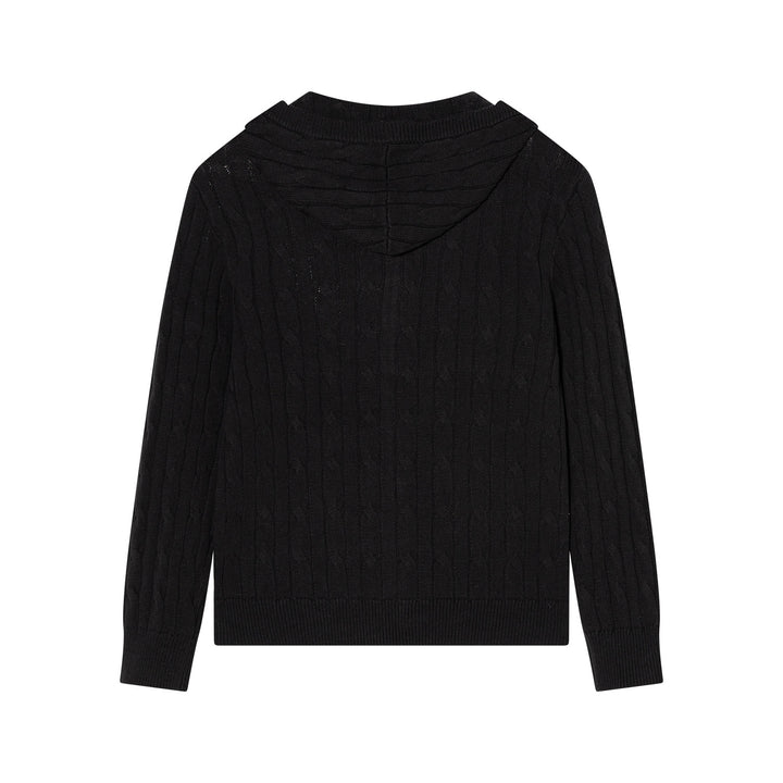 (AFGK) "Cable-Knit Hooded Cardigan"