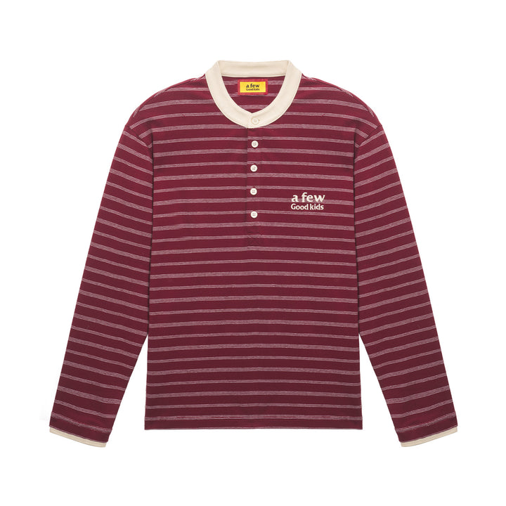 (AFGK) « T-shirt Henley rayé à manches longues »