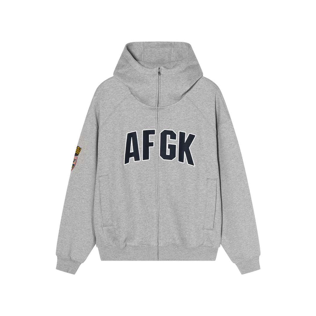 DOCARE(AFGK) "High-neck badge zip hoodie"