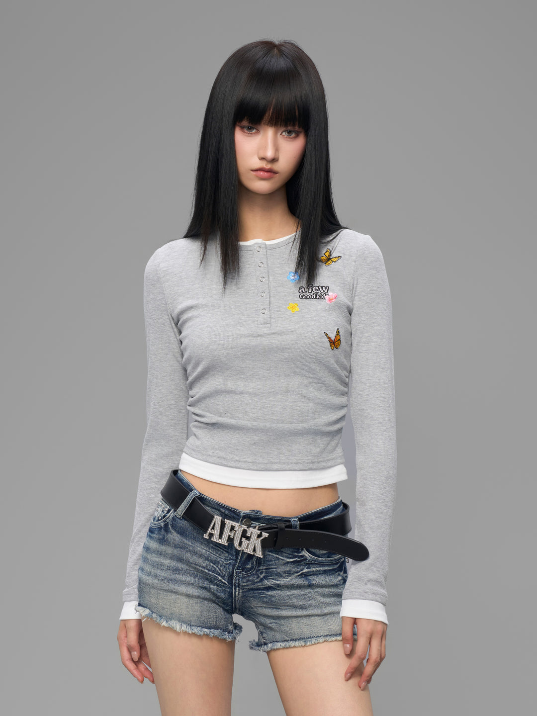DONCARE(AFGK) "Layered henley long sleeve"