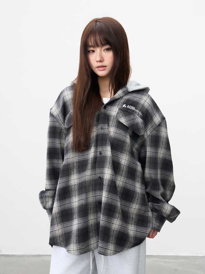 DONCARE(AFGK) "Hooded check shirt"