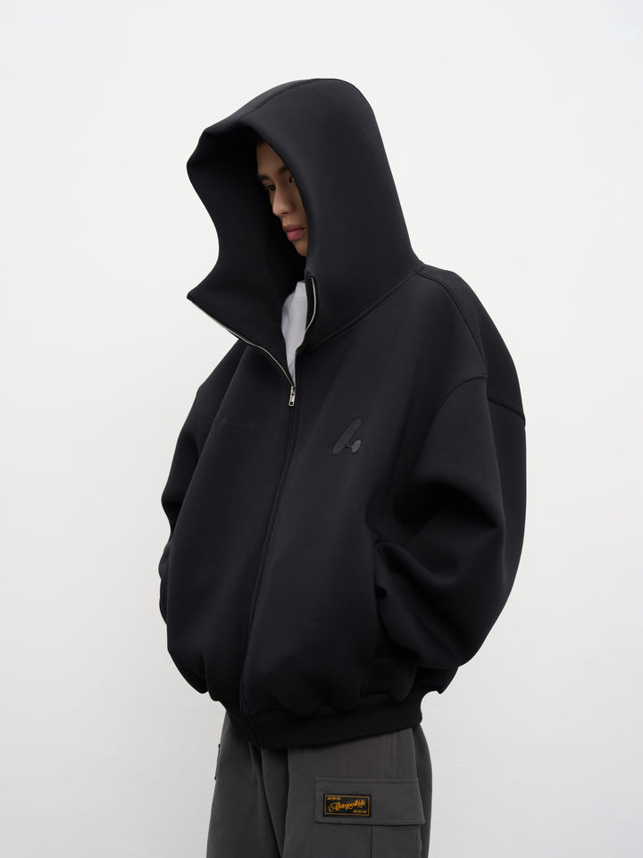 DONCARE(AFGK) "Hign-neck scuba zip hoodie"