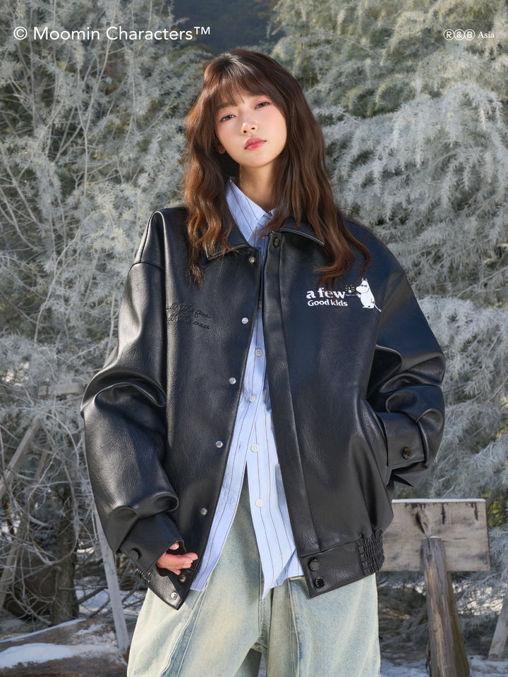 AFGK X MOOMIN "Logo leather jacket"