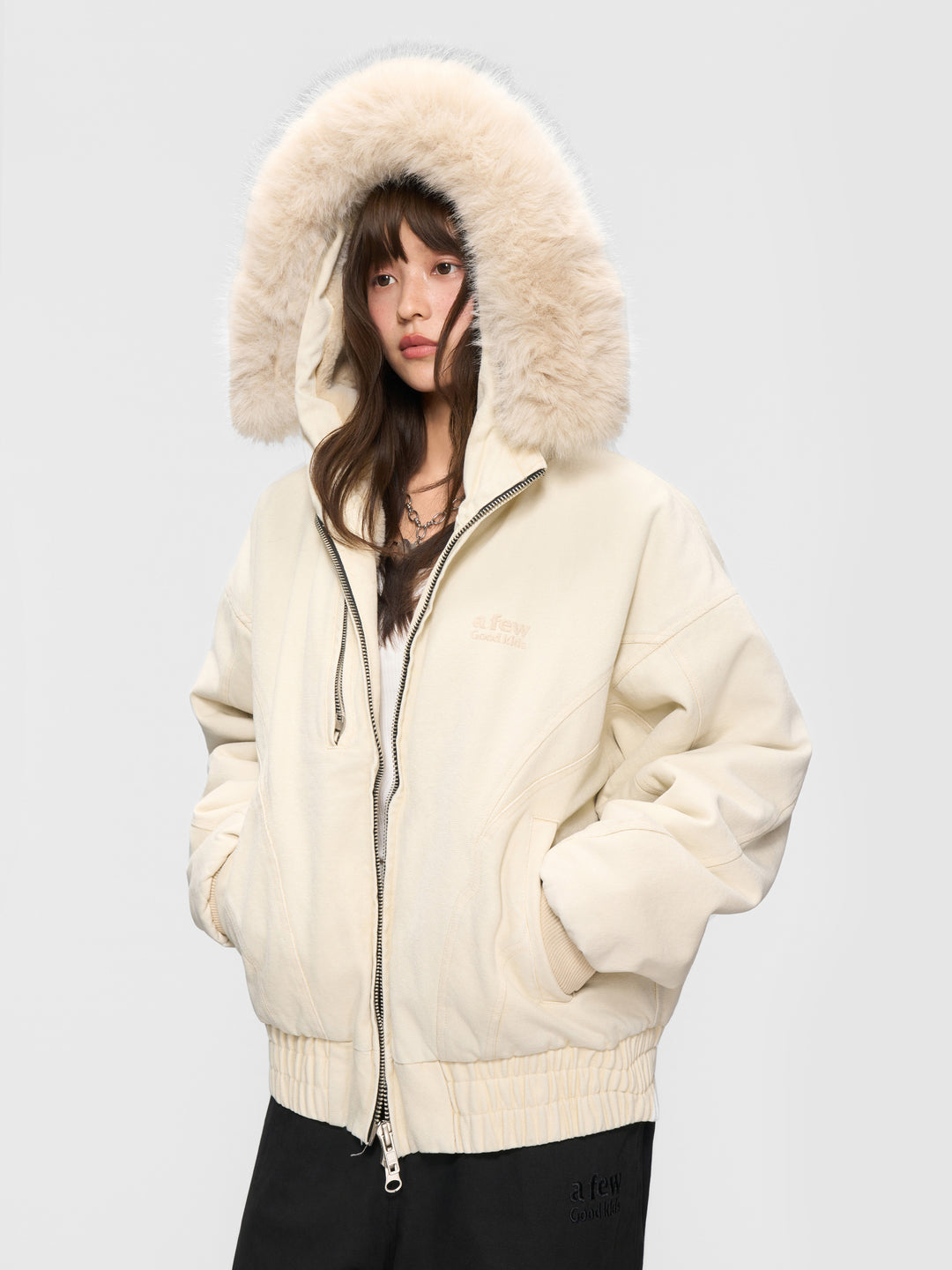 DONCARE(AFGK) "Paneled fur jacket"