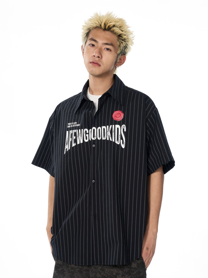 DONCARE(AFGK) "Stripe logo shirt"