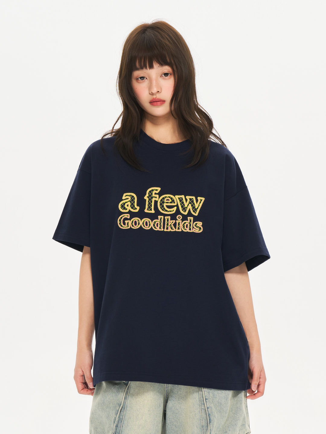 (AFGK) "Contrast Stitching logo T-shirt"