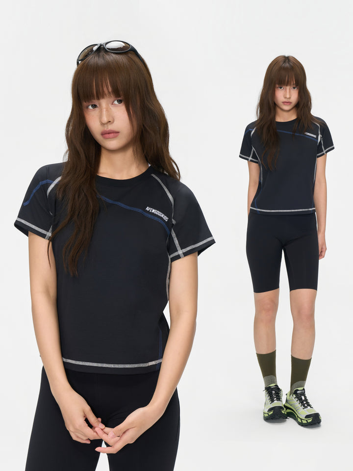 (AFGK) "Contrast Stitch Tech Tee"