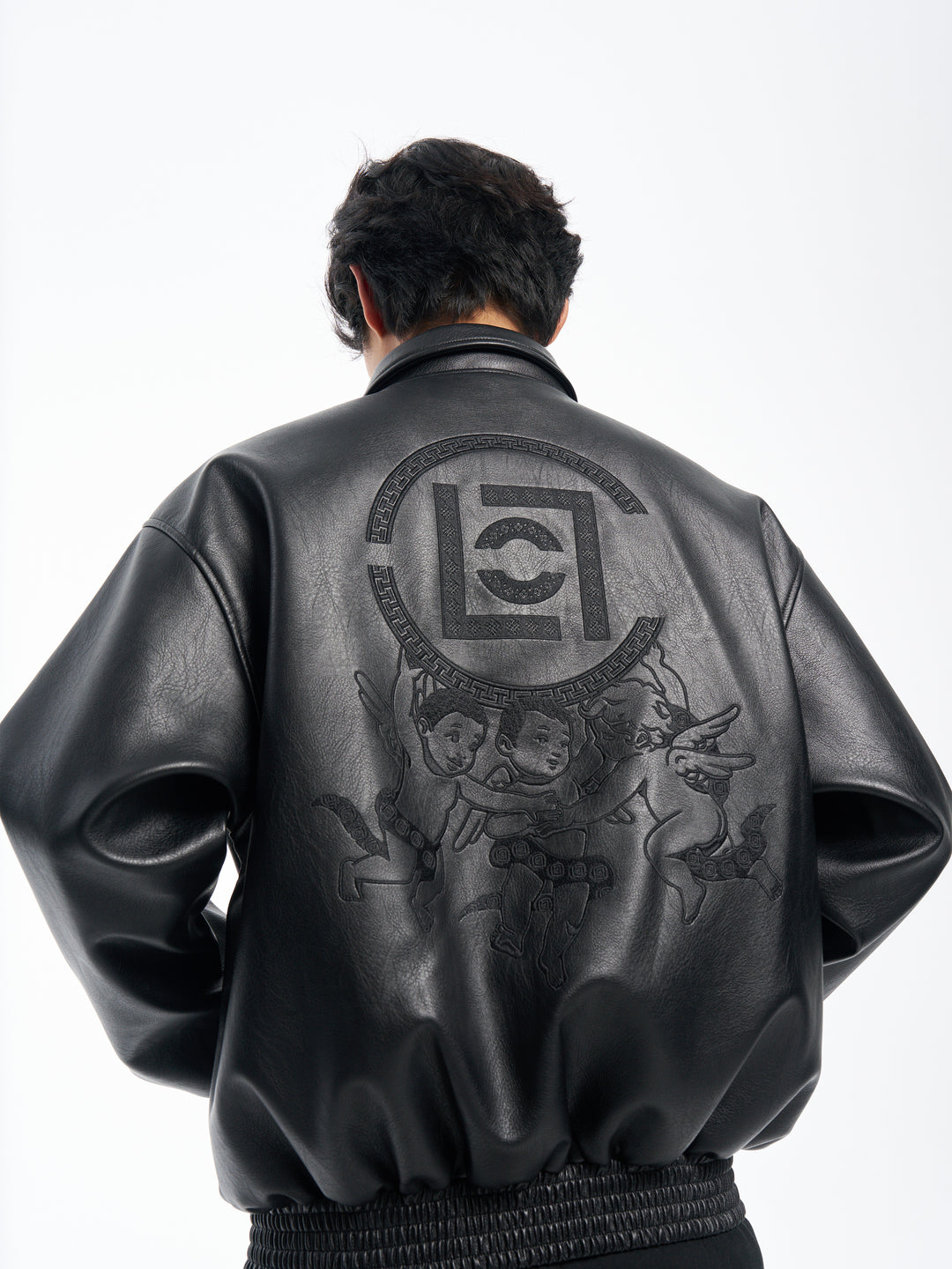 AFGK x CLOT "Logo leather jacket"