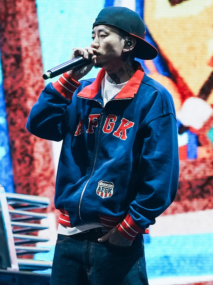 (AGFK) "Retro Varsity Track Jacket"