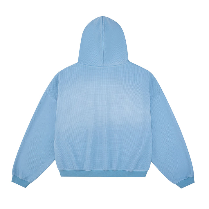 (AFGK) "Washed Waffle Knit Boxy Zip Hoodie"