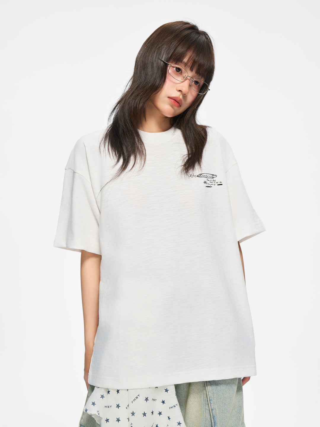 (AFGK) "Sketch Art Slub Cotton Graphic Tee"