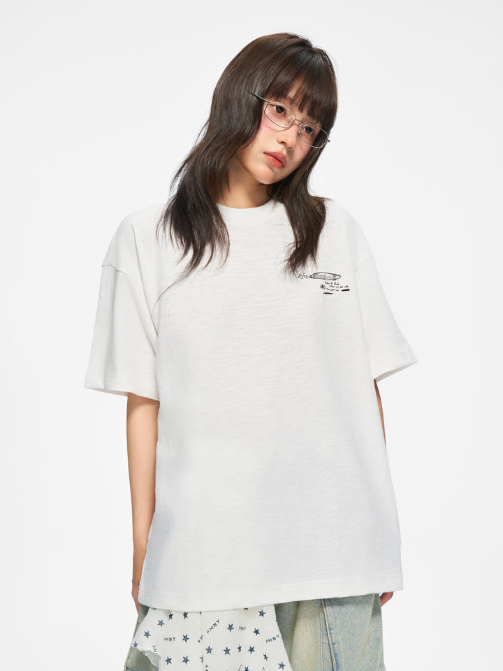 (AFGK) "Sketch Art Slub Cotton Graphic Tee"