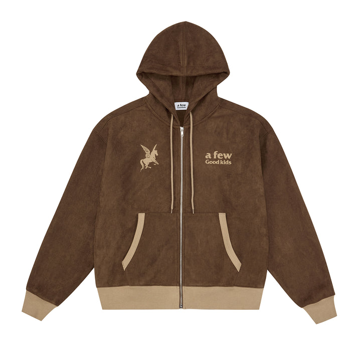 (AFGK) Pegasus Suede-Fleece Zip-Up Hoodie