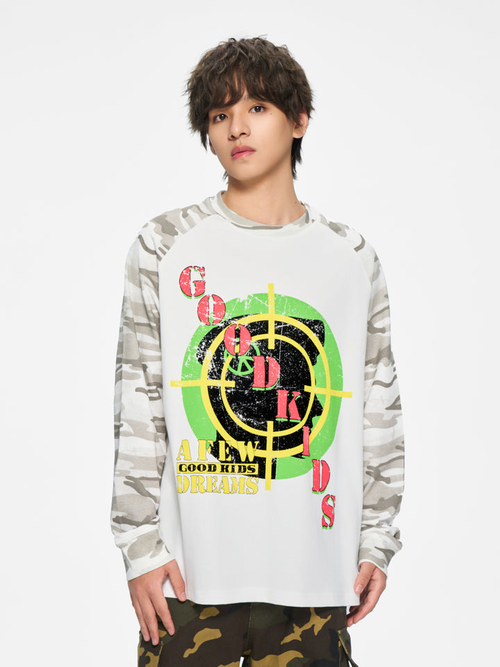 (AFGK) "Camo Patchwork Raglan Long Sleeve"