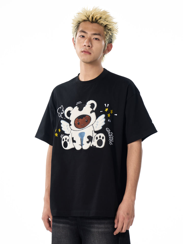 DONCARE(AFGK) "Flocked angel logo tee"