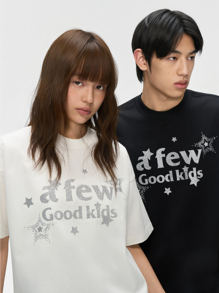 (AFGK) "Glitter Star Rhinestone Logo Tee”