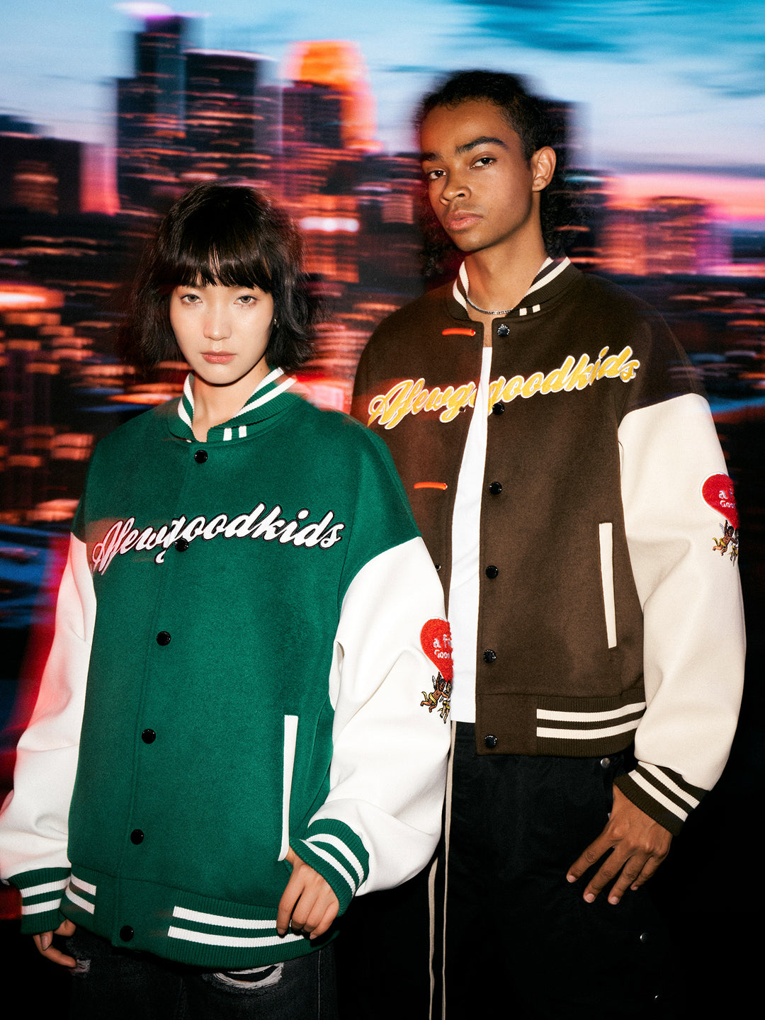 DONCARE(AFGK) "Angel leather varsity jacket"