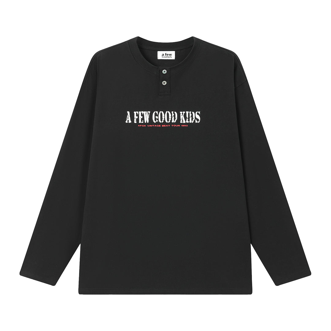 (AFGK) "Vintage Virtual Tour Graphic Henley Shirt"