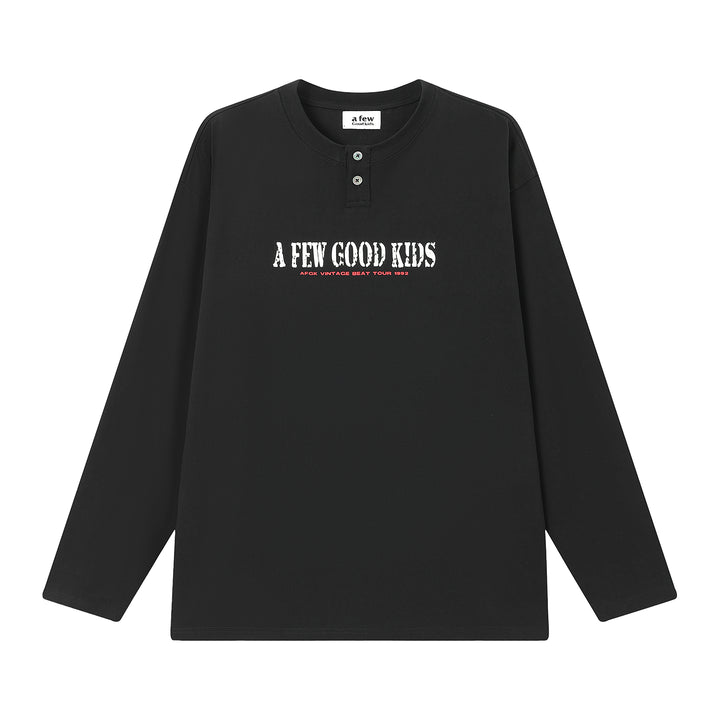 (AFGK) "Vintage Virtual Tour Graphic Henley Shirt"