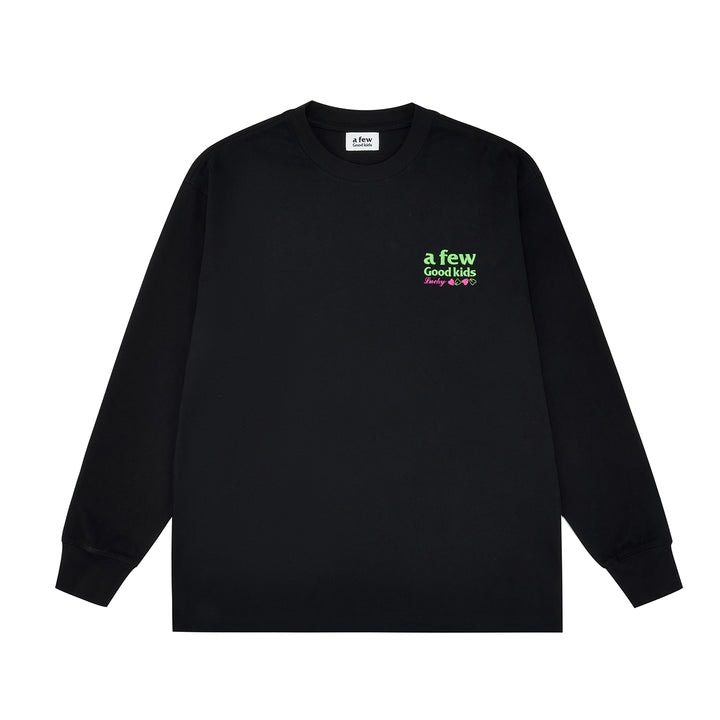 (AFGK) "Cursive Script Embroidered Long Sleeve Tee“
