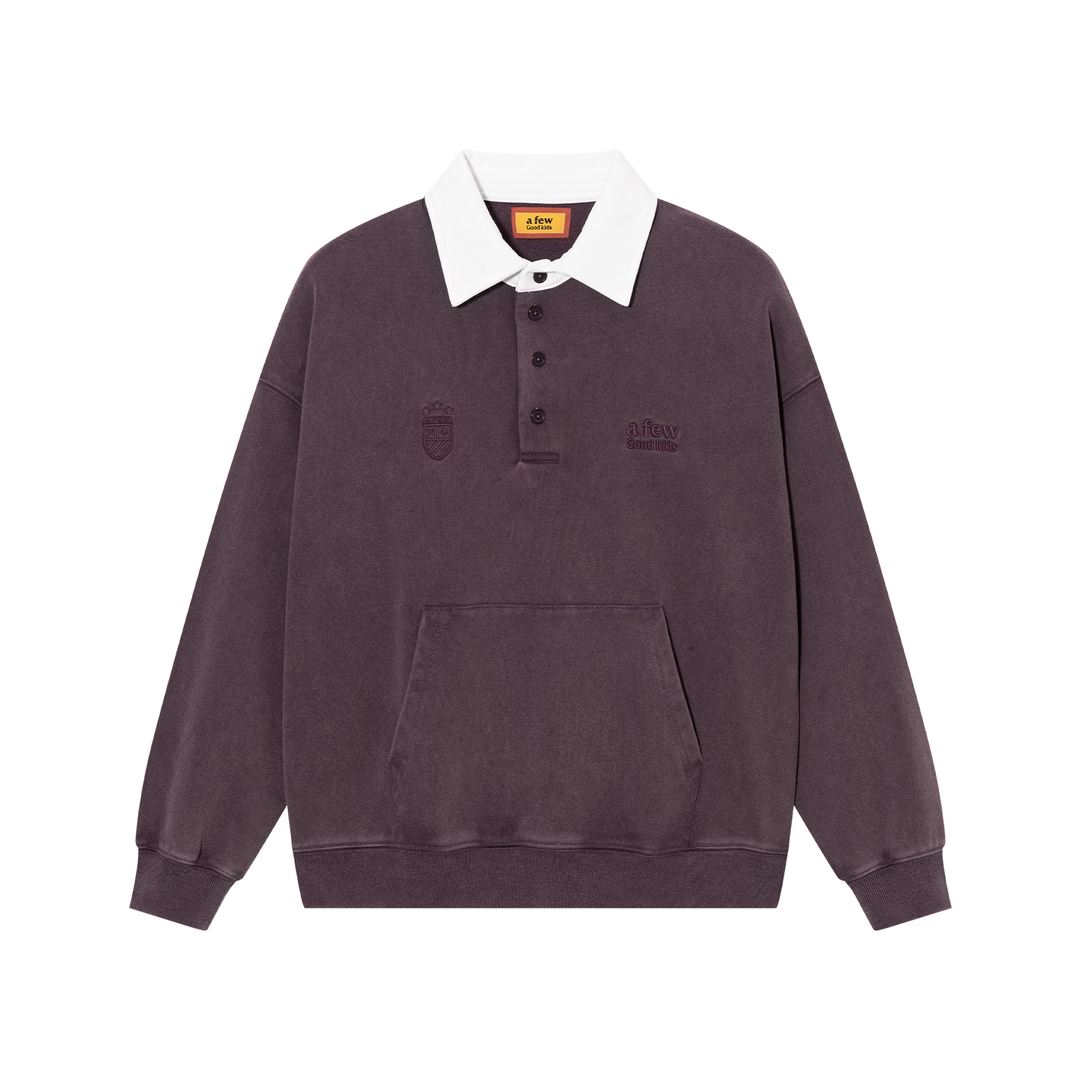 Washed henley polo shirt