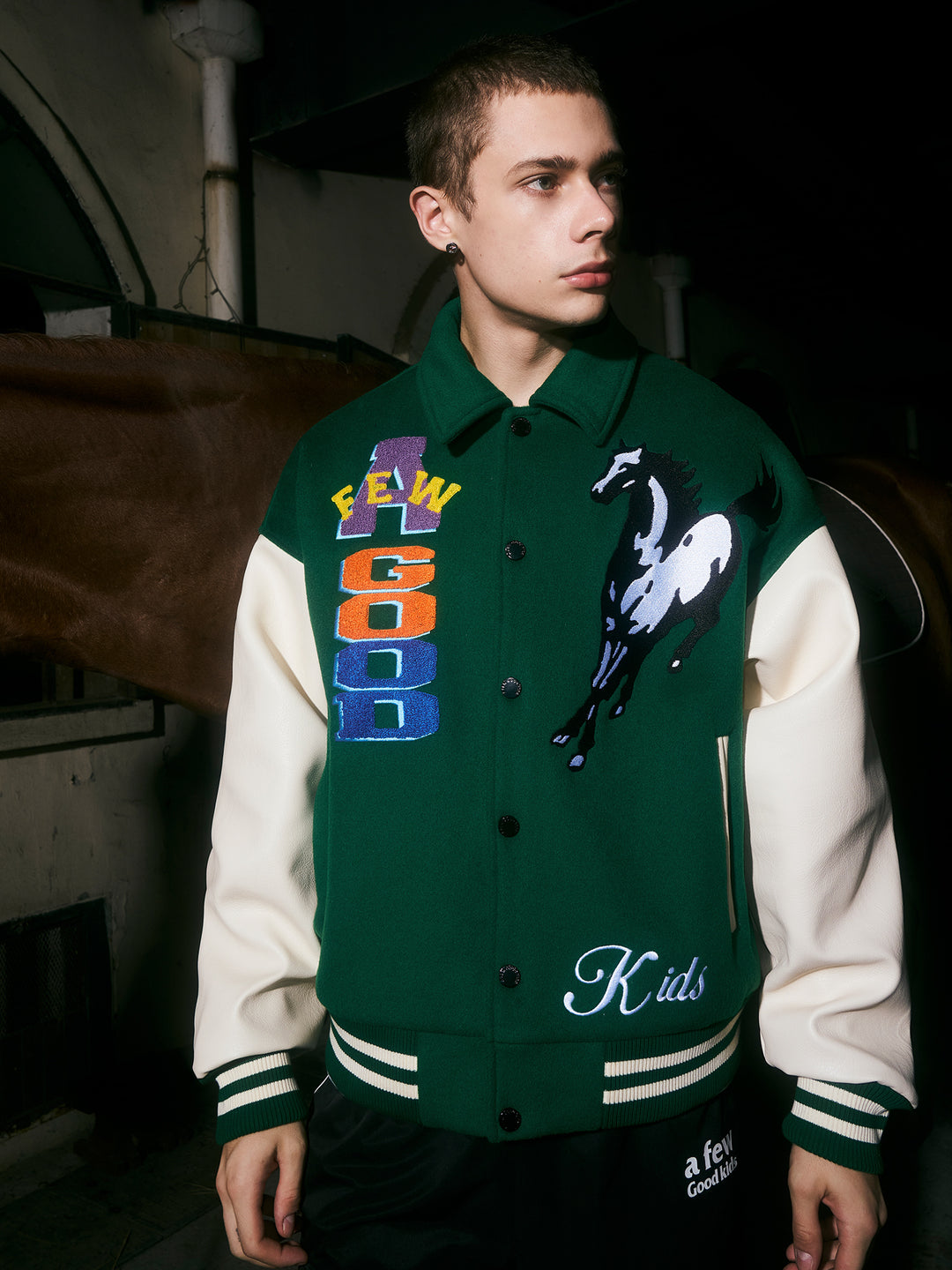 DONCARE(AFGK) “Horse logo varsity jacket”