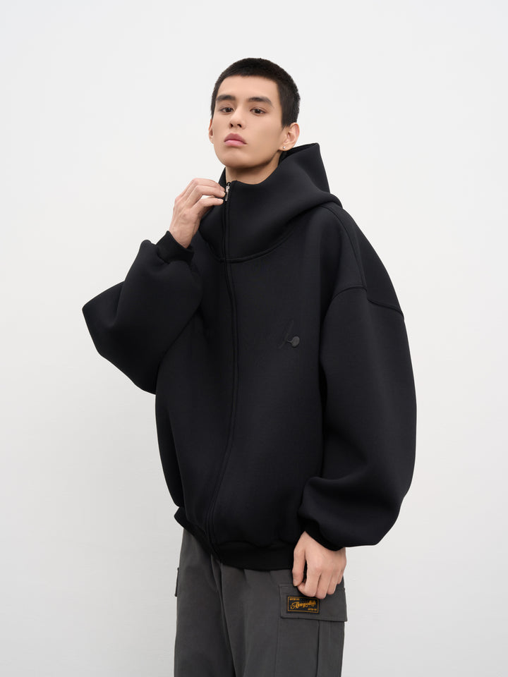 DONCARE(AFGK) "Hign-neck scuba zip hoodie"