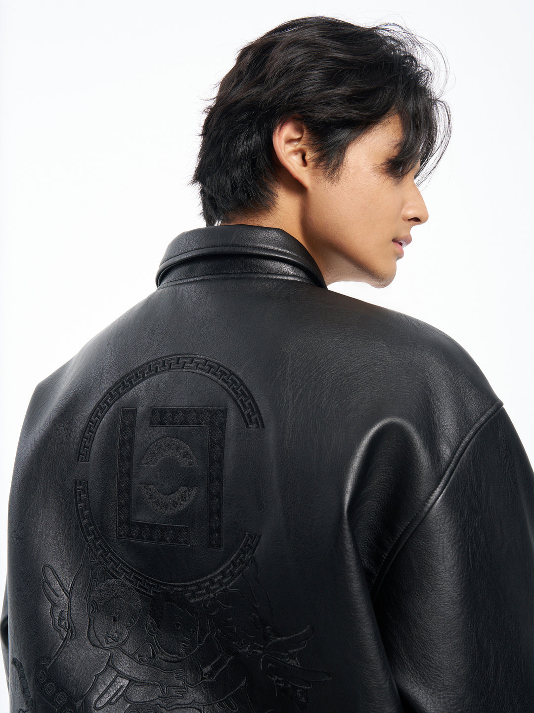 AFGK x CLOT "Logo leather jacket"