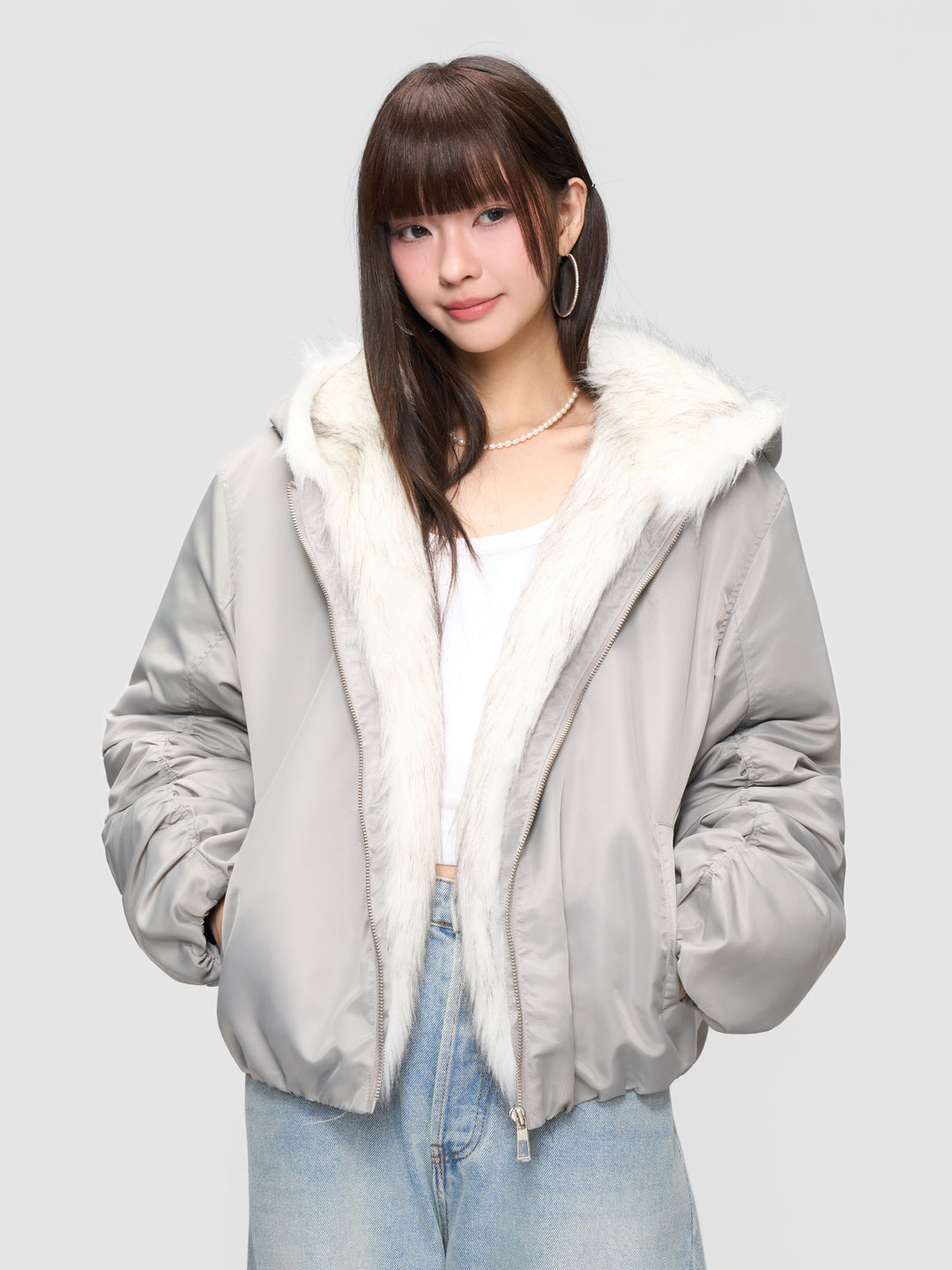 DONCARE(AFGK) "Fur trimmed hooded jacket"