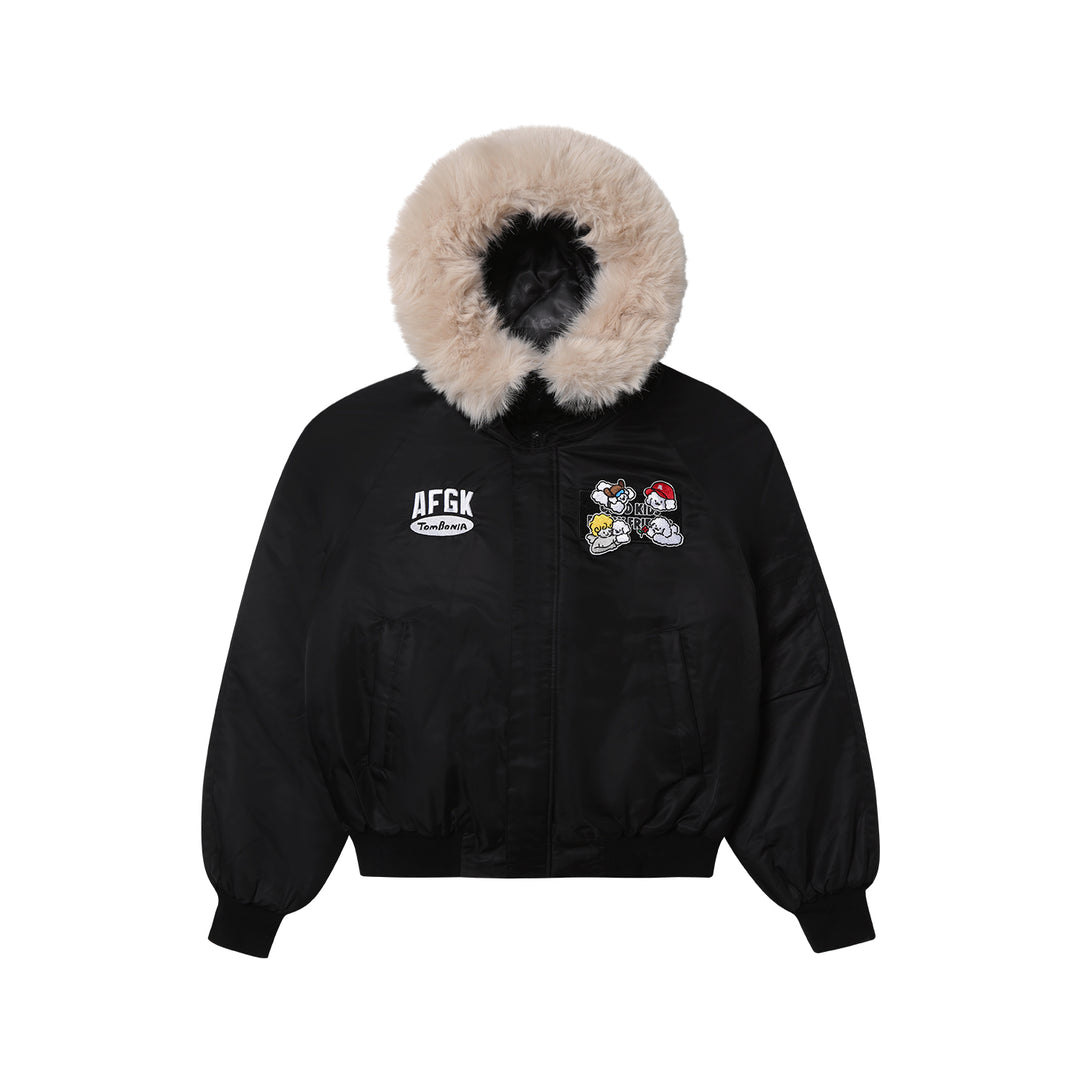 AFGK X TOMBONIA "Velcro logo fur jacket"