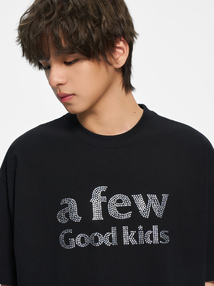 (AFGK) “Rhinestone Logo Tee - Triple Black”