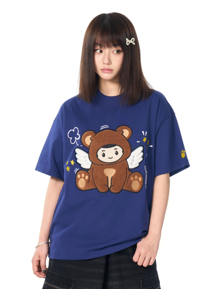 DONCARE(AFGK) "Flocked angel logo tee"