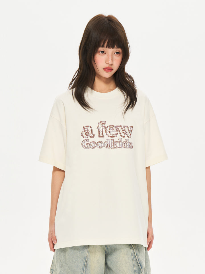 (AFGK) "Contrast Stitching logo T-shirt"