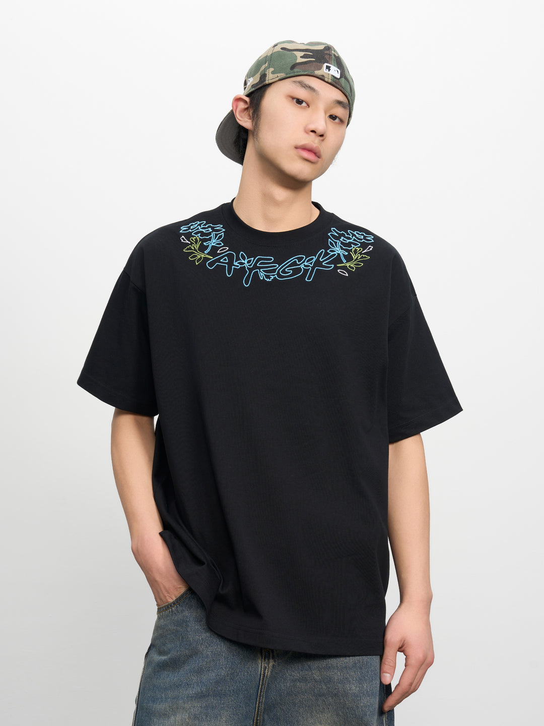 DONCARE(AFGK) "Floral logo tee"