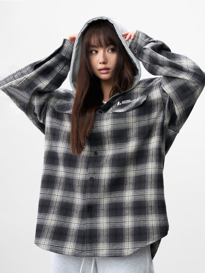 DONCARE(AFGK) "Hooded check shirt"