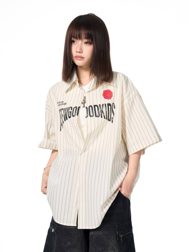 DONCARE(AFGK) "Stripe logo shirt"