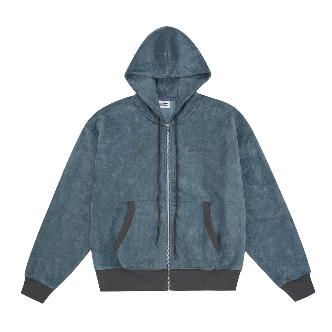 (AFGK) Pegasus Suede-Fleece Zip-Up Hoodie