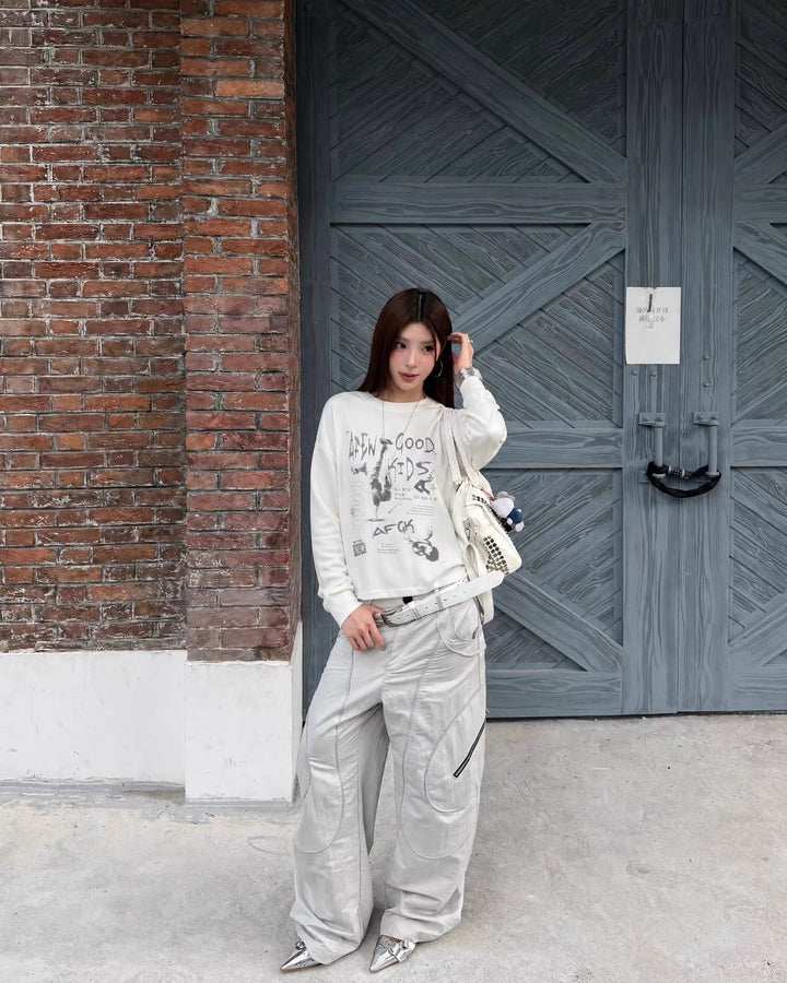 (AFGK) "Vintage Distressed Long Sleeve Tee"