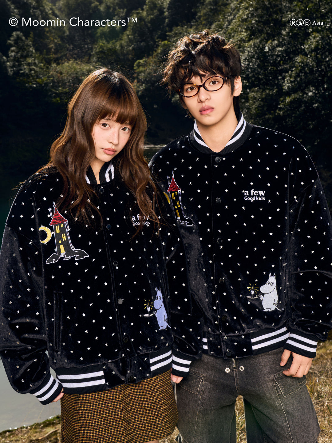 AFGK X MOOMIN "Velvet varsity jacket"