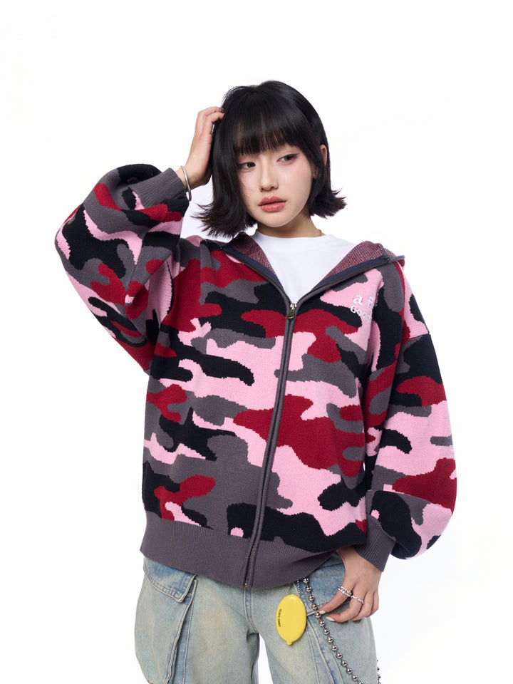 DONCARE(AFGK) "Camo zipped sweatshirts"