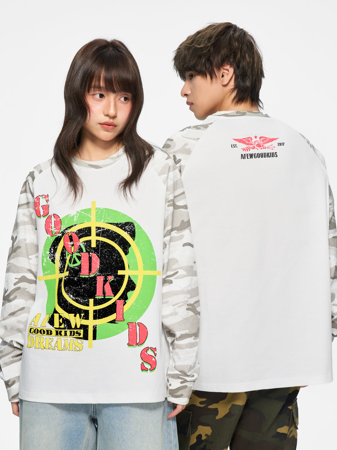 (AFGK) "Camo Patchwork Raglan Long Sleeve"