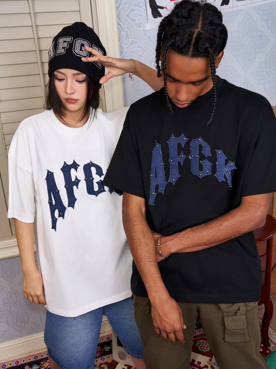 DONCARE(AFGK) "Denim patch logo tee"