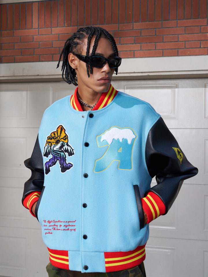 DONCARE(AFGK) "Yeti logo varsity jacket"