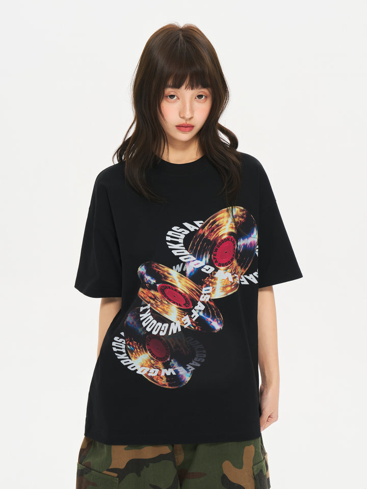 (AFGK) "Vinyl Record Graphic T-Shirt"