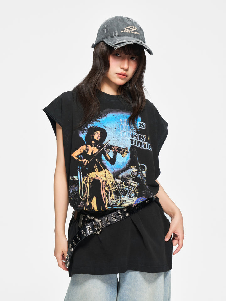 (AFGK) "Vintage Biker Vest"