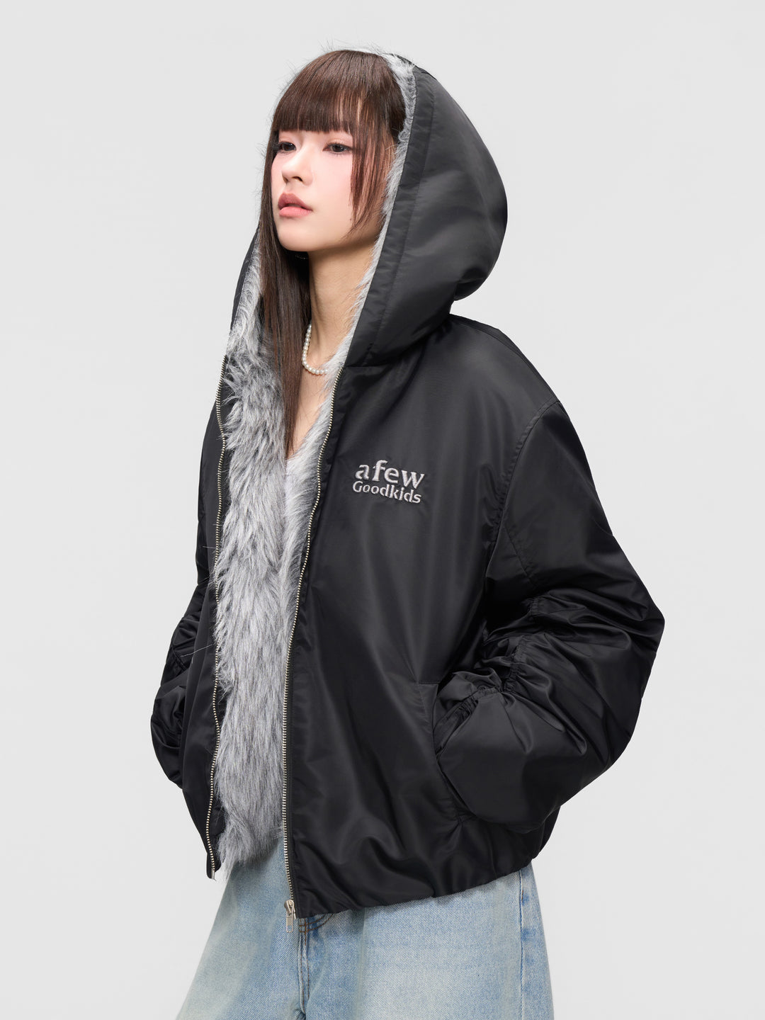 DONCARE(AFGK) "Fur trimmed hooded jacket"
